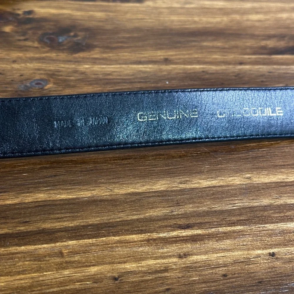 Genuine Crocodile Leather Belt Mens 36 Black Exotic Skin Made in Japan 10175